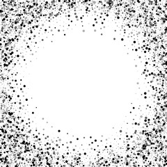 Dense black dots. Bordered frame with dense black dots on white background. Vector illustration.