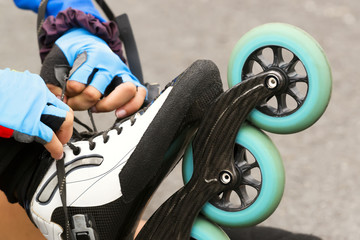 roller skaters with inline skates in circuit
