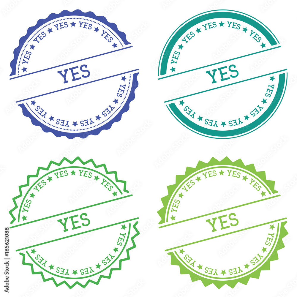 Poster yes badge isolated on white background. flat style round label with text. circular emblem vector ill