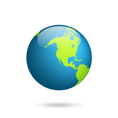 Earth globe. World map set. Planet with continents.Africa Asia, Australia, Europe, North America and South America.