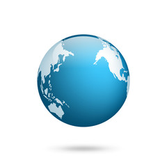 Earth globe. World map set. Planet with continents.Africa Asia, Australia, Europe, North America and South America.