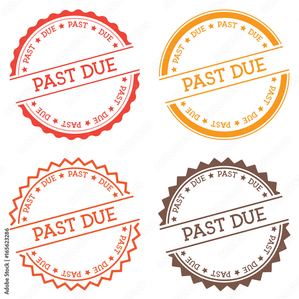 Poster past due badge isolated on white background. flat style round label with text. circular emblem vecto