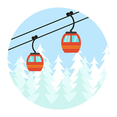 Ski cable lift icon for ski and winter sports.