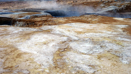 Námafjall Hverarönd Solfataren Fumarolensolfatara in Namfjall Hverir Myvatn, Namafjall, Hverir, Hverarönd, Myvatn Area, North Iceland   landscape of Hverarönd at Námaskarð, fumarole in solfatara area 