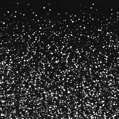 Random falling white dots. Bottom gradient with random falling white dots on black background. Vector illustration.
