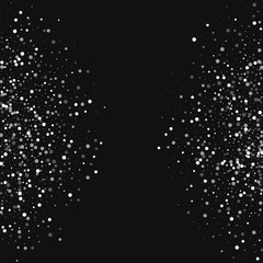 Random falling white dots. Abstract shape with random falling white dots on black background. Vector illustration.