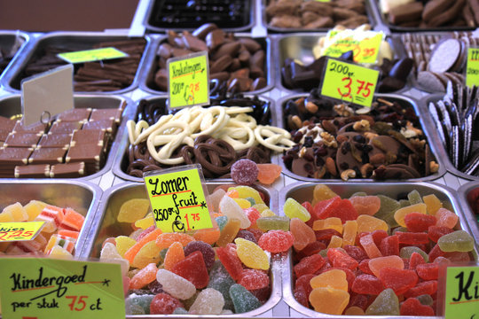 Candy and chocolate market stall