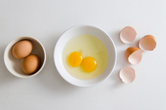 Fresh egg yolk in a bowl prepare for cooking,Food ingredient
