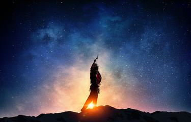 Reaching the top. Mixed media