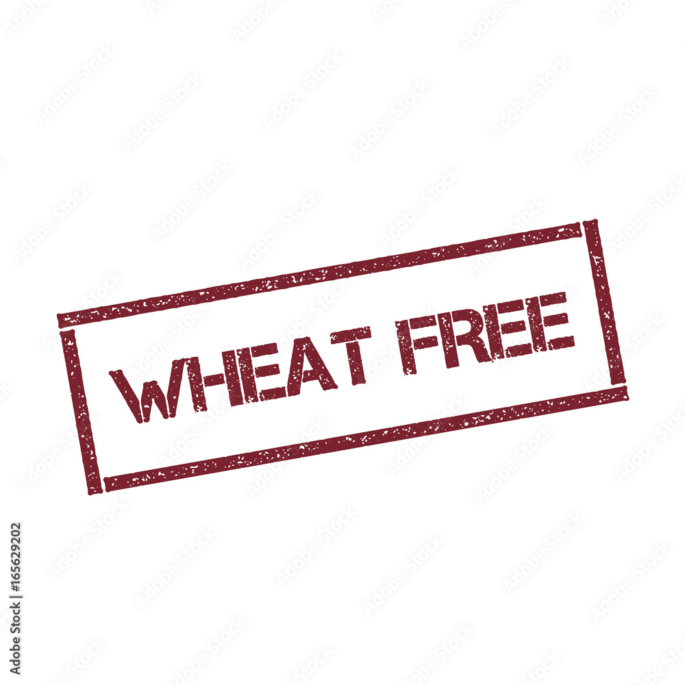 Aufkleber wheat-free rectangular stamp. textured red seal with text isolated on white background, vector illus