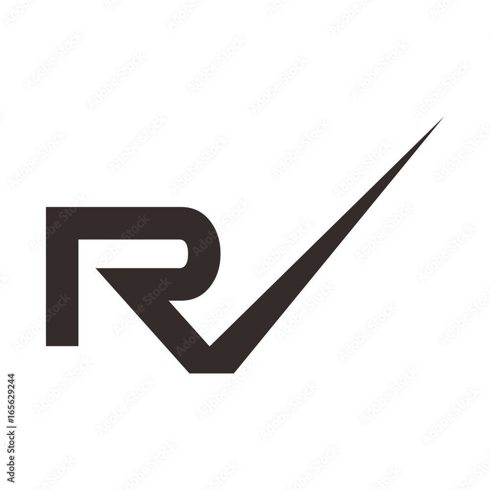 Canvas Prints letter r and check mark logo vector.
