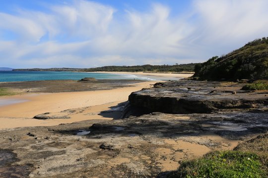 The soft pastel colours of Racecourse Beach at Ulladulla in NSW Australia.