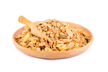 Granola on white background