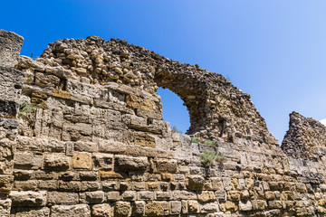 Fragment of the wall at the site of excavation in Chersonese, Crimea
