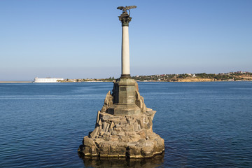 Monument to the Scuttled Ships in Sevastopol. The inscription reads In memory of the ships sunk in...