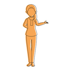 isolated standing young woman icon vector illustration graphic design