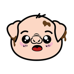 isolated cute pig face icon vector illustration graphic design