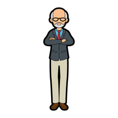 isolated standing old man icon vector illustration graphic design