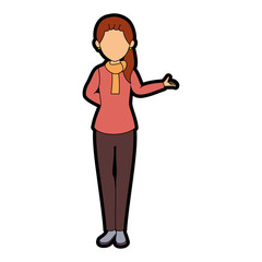 isolated standing young woman icon vector illustration graphic design