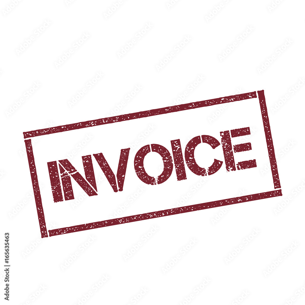 Poster invoice rectangular stamp. textured red seal with text isolated on white background, vector illustra