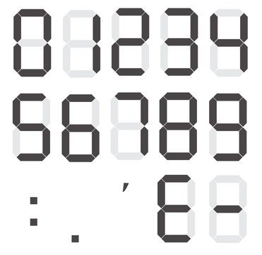 set of calculator digital numbers. electronic figures. LCD digital number.
