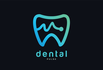 Dental Pulse Logo Template Design Vector, Emblem, Design Concept, Creative Symbol, Icon