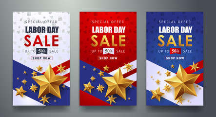 Obraz na płótnie Canvas Labor day sale promotion advertising banner template.American labor day wallpaper.voucher discount.Vector illustration .