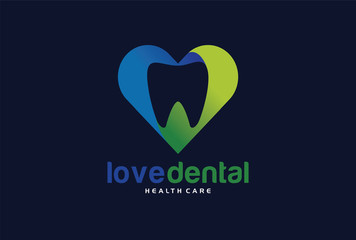 Love Dental Logo Template Design Vector, Emblem, Design Concept, Creative Symbol, Icon