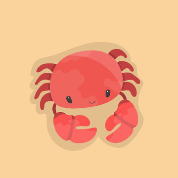 Vector illustration of cute flat crab.
