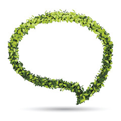 Bubble for speech with Green leaf. vector illustration.