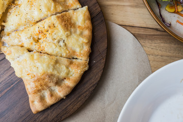 pizza on wood