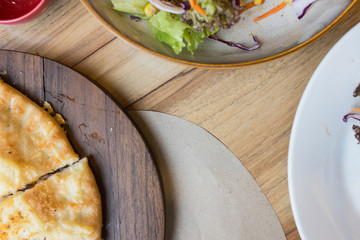 pizza on wood
