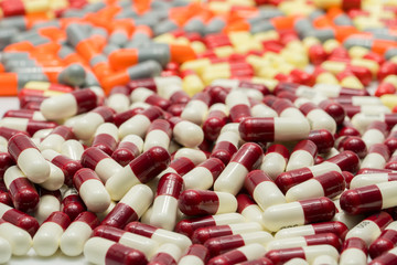 Colorful of antibiotic capsule pills, drug resistance