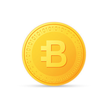 Bytecoin icon is a golden color. Crypto currency isolated on white background. Vector illustration