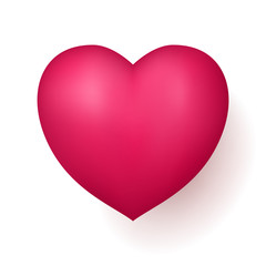 Red love heart. Valentines gift or declaring feeling to a close person, sexual desire, affection. Realistic vector illustration on white background