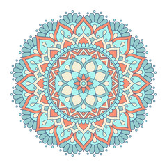 Flower Mandala. Vintage decorative elements. Oriental pattern, vector illustration. Islam, Arabic, Indian, moroccan,spain, turkish, pakistan, chinese, mystic, ottoman motifs. Coloring book page