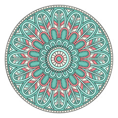 Flower Mandala. Vintage decorative elements. Oriental pattern, vector illustration. Islam, Arabic, Indian, moroccan,spain, turkish, pakistan, chinese, mystic, ottoman motifs. Coloring book page