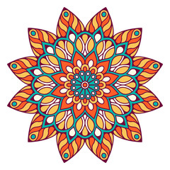 Flower Mandala. Vintage decorative elements. Oriental pattern, vector illustration. Islam, Arabic, Indian, moroccan,spain, turkish, pakistan, chinese, mystic, ottoman motifs. Coloring book page