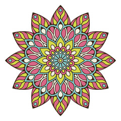 Flower Mandala. Vintage decorative elements. Oriental pattern, vector illustration. Islam, Arabic, Indian, moroccan,spain, turkish, pakistan, chinese, mystic, ottoman motifs. Coloring book page