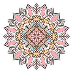 Flower Mandala. Vintage decorative elements. Oriental pattern, vector illustration. Islam, Arabic, Indian, moroccan,spain, turkish, pakistan, chinese, mystic, ottoman motifs. Coloring book page