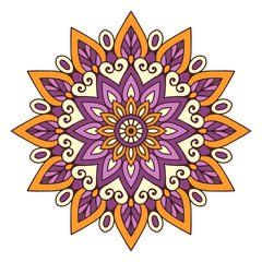 Flower Mandala. Vintage decorative elements. Oriental pattern, vector illustration. Islam, Arabic, Indian, moroccan,spain, turkish, pakistan, chinese, mystic, ottoman motifs. Coloring book page