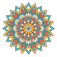 Flower Mandala. Vintage decorative elements. Oriental pattern, vector illustration. Islam, Arabic, Indian, moroccan,spain, turkish, pakistan, chinese, mystic, ottoman motifs. Coloring book page