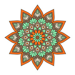 Flower Mandala. Vintage decorative elements. Oriental pattern, vector illustration. Islam, Arabic, Indian, moroccan,spain, turkish, pakistan, chinese, mystic, ottoman motifs. Coloring book page