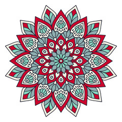 Flower Mandala. Vintage decorative elements. Oriental pattern, vector illustration. Islam, Arabic, Indian, moroccan,spain, turkish, pakistan, chinese, mystic, ottoman motifs. Coloring book page
