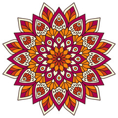 Flower Mandala. Vintage decorative elements. Oriental pattern, vector illustration. Islam, Arabic, Indian, moroccan,spain, turkish, pakistan, chinese, mystic, ottoman motifs. Coloring book page