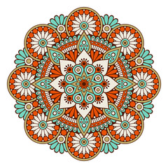 Fototapeta premium Flower Mandala. Vintage decorative elements. Oriental pattern, vector illustration. Islam, Arabic, Indian, moroccan,spain, turkish, pakistan, chinese, mystic, ottoman motifs. Coloring book page