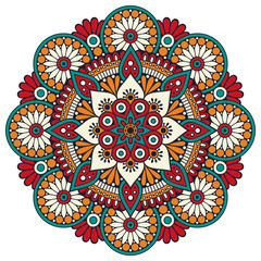 Flower Mandala. Vintage decorative elements. Oriental pattern, vector illustration. Islam, Arabic, Indian, moroccan,spain, turkish, pakistan, chinese, mystic, ottoman motifs. Coloring book page