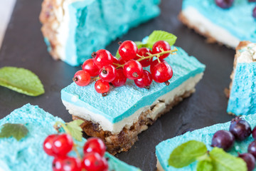 Blue raw vegan cheesecake
