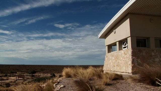 Windy view of the Valdez Peninsular from the Centro de Interpretacion Istmo Ameghino visitor centre. Argentina 
