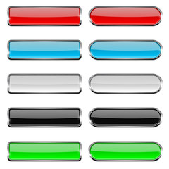 Obraz premium Colored collection of rectangle and oval glass buttons with chrome frame